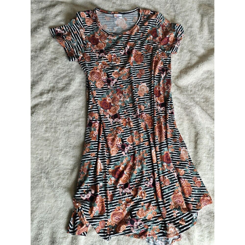 LuLaRoe Disney Alice in Wonderland Queen of Hearts Floral Striped Carly Dress XL